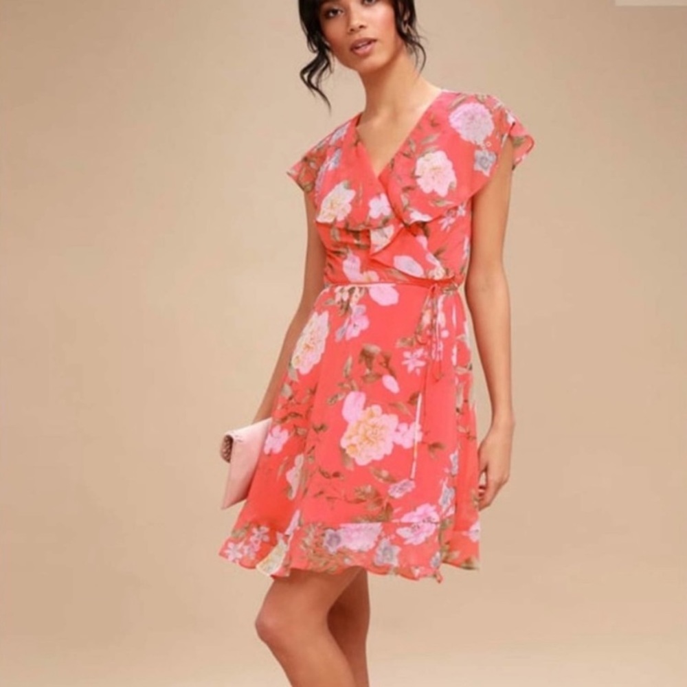 Lulu’s Meet Me in the Garden Floral Wrap Dress S